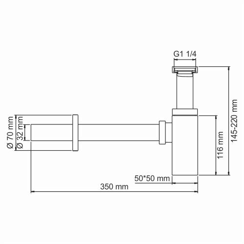 Сифон для раковины Wasserkraft Exter A096, латунь, латунь