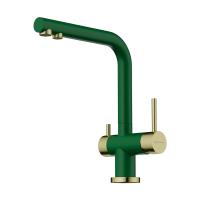 Смеситель для кухни Omoikiri Nagano 4994432 с подключением к фильтру royal green/светлое золото