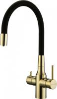 Смеситель для кухни Paulmark SALIX Sa213419-G с подключением к фильтру золото/черный
