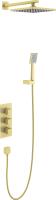 Душевая система со смесителем Timo Tetra-Thermo SX-0179/17SM монтаж встраиваемая в стену с термостатом матовое золото