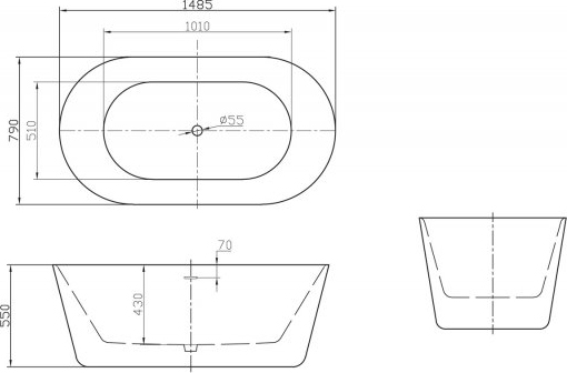 Акриловая ванна BelBagno  BB306-1485 150x80