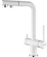 Смеситель для кухни Paulmark SERPENTINE Se213222-431 с подключением к фильтру белый матовый