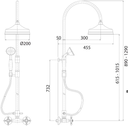 Душевая система со смесителем Cezares Golf GOLF-CD-01-Bi монтаж   