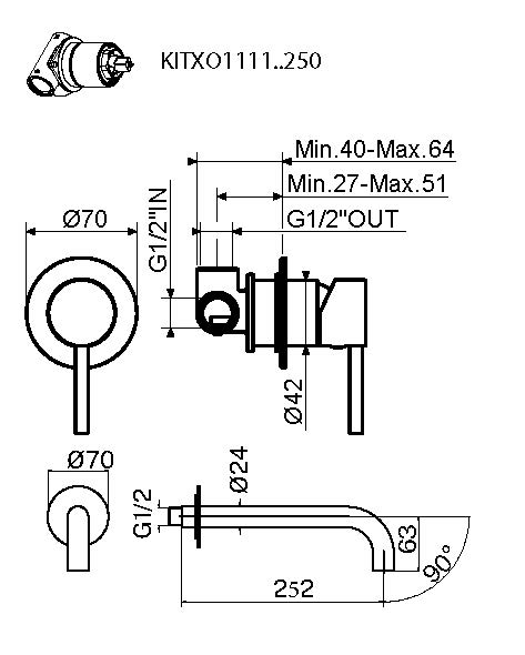Смеситель для раковины Plumberia Selection IXO KITXO1135OR250 золото 24К