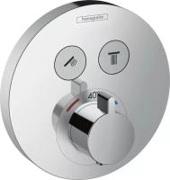 Смеситель для душа на 2 выхода Hansgrohe ShowerSelect S 15743000 встраиваемый в стену 
с термостатом хром