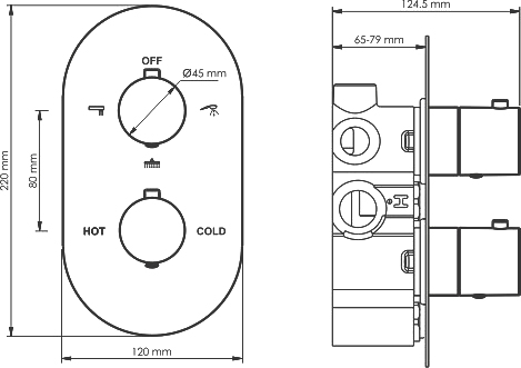 Смеситель для душа Wasserkraft Elbe 7444 Thermo встраиваемый в стену 
с термостатом черный
