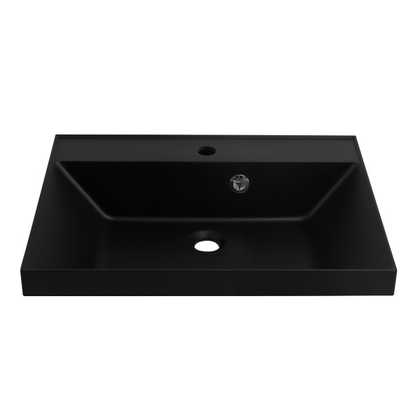 Раковина мебельная прямоугольная BelBagno  BB600/450-LV-ART-AST-NERO литьевой мрамор цвет черный глянцевый