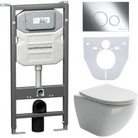 Комплект инсталляции с подвесным унитазом Ceramica Nova Metropol CN4002_1001CH_1000 крышка-сиденье в комплекте быстросъемное с микролифтом, клавиша смыва в комплекте хром