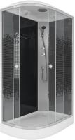 Душевая кабина с крышей Niagara Eco NG-4512-14R асимметричная  120x80 стекла прозрачные с узором, профиль матовый хром