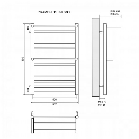Полотенцесушитель водяной Lemark Pramen П10  50x80 LM33810 хром