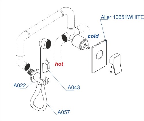 Гигиенический душ Wasserkraft Aller A010657WHITE встраиваемый в стену белый/хром