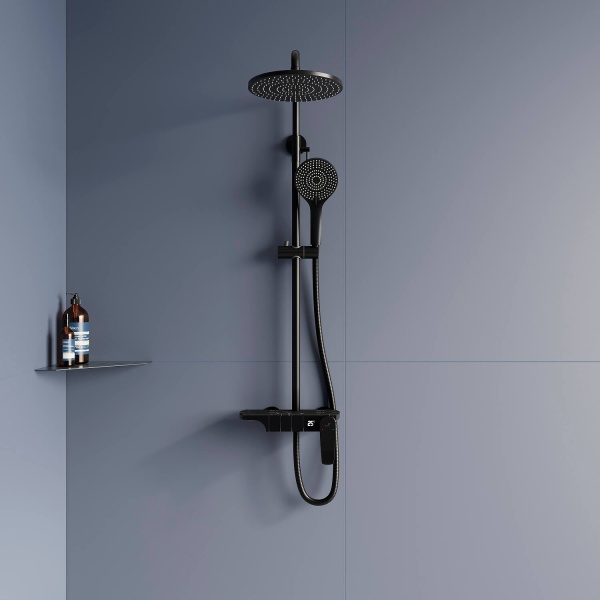 Душевая система со смесителем RGW Shower Panels 51140133-04 монтаж настенная без термостата черный