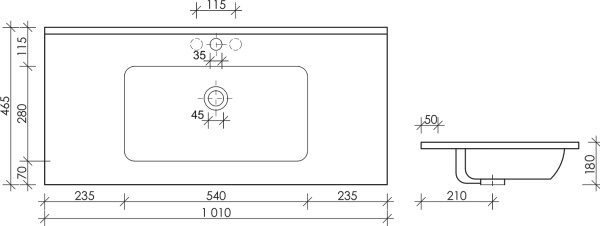 Раковина мебельная прямоугольная Ceramica Nova Element CN7003 фарфор цвет белый