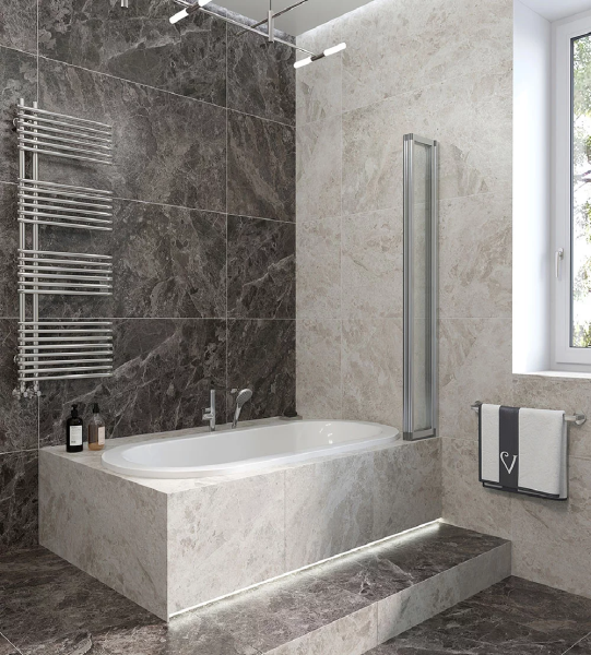 Шторка для ванны Veconi Palau PL74R-90-01-19C4 90 см, стекла прозрачные, профиль хром