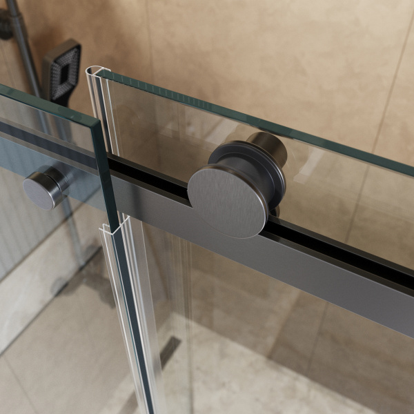 Душевая дверь BelBagno Soft Close-2 SOFT_CLOSE-2-BF-1-140-C-GM 140 см стекла прозрачные, профиль оружейная сталь