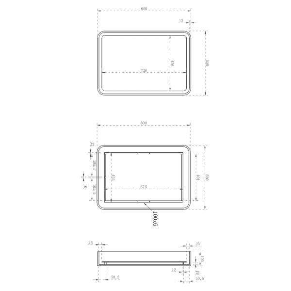Зеркало с подсветкой Abber Kristall AT6701Rubin 80x55 сенсор