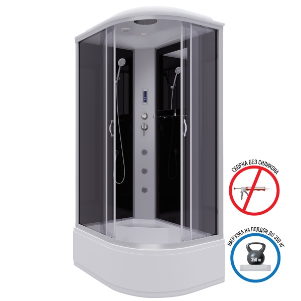 Душевая кабина с крышей Niagara Classic NG-2510-14LF асимметричная  120x80 стекла тонированные, профиль матовый хром