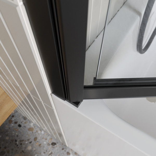 Шторка для ванны раздвижной  BelBagno Luce LUCE-VF-11-100/145-C-NERO 100 см, стекла прозрачные, профиль черный