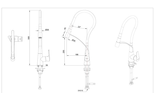Смеситель для кухни Bravat  F7420453CP без подключения к фильтру хром