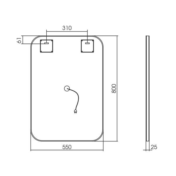 Зеркало для ванной комнаты Vincea  VLM-2F550 55x80 с подсветкой