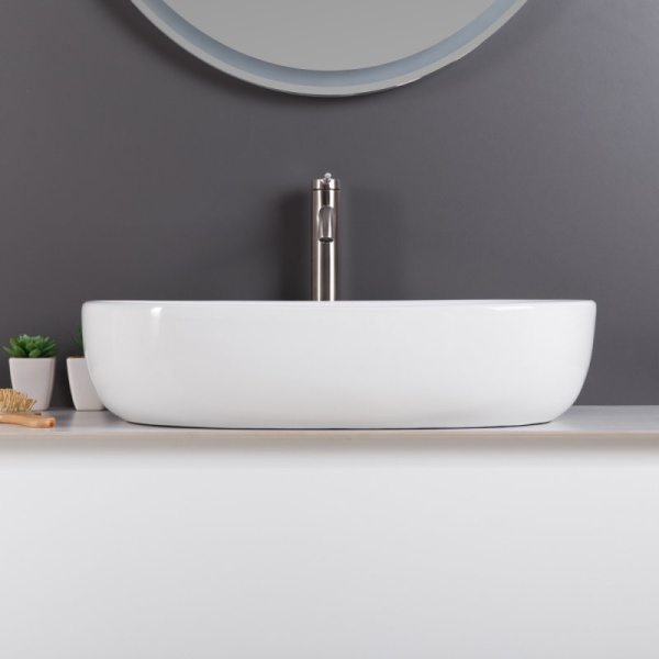 Раковина накладная овальная BelBagno  BB1084 фаянс цвет белый