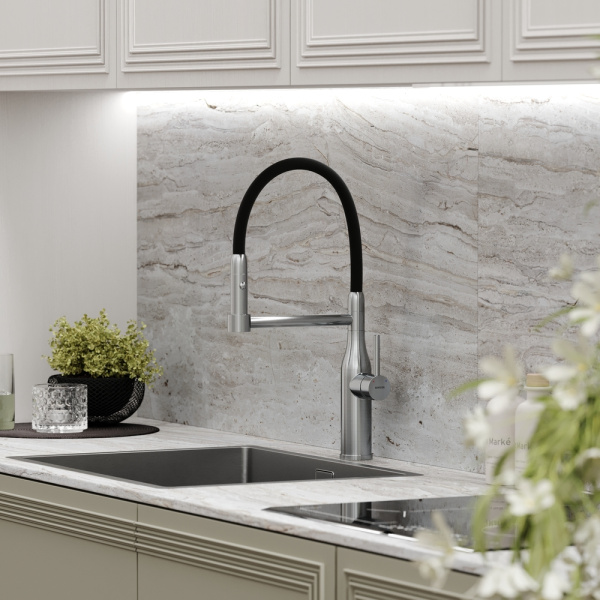 Смеситель для кухни Sancos Pride SC4011BNG без подключения к фильтру нержавеющая сталь/черный