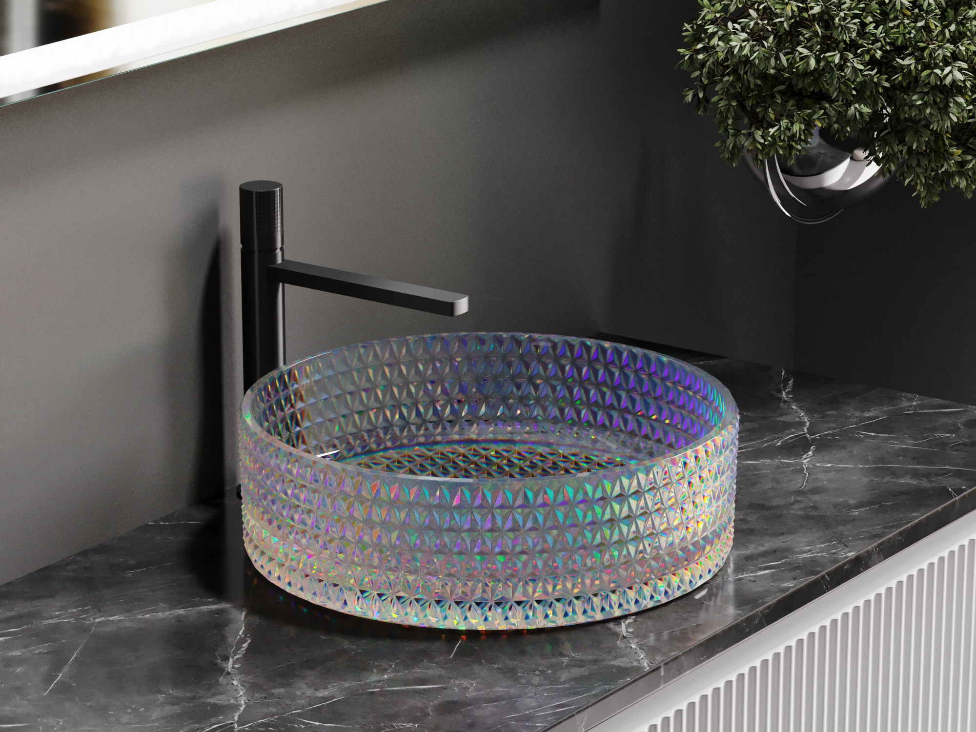 Раковина накладная круглая Ceramica Nova Cristal CN6059 стекло цвет голубой