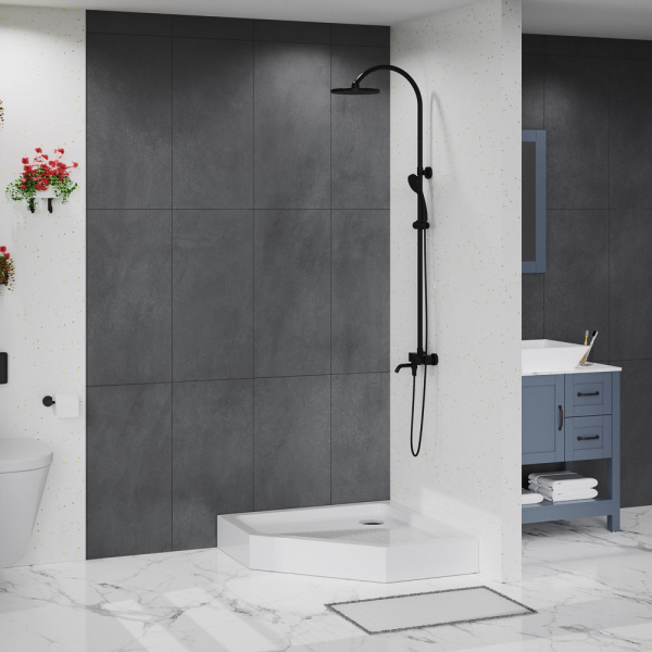 Душевой поддон низкий BelBagno  TRAY-BB-P-90-15-W пятиугольный акрил 90x90 белый