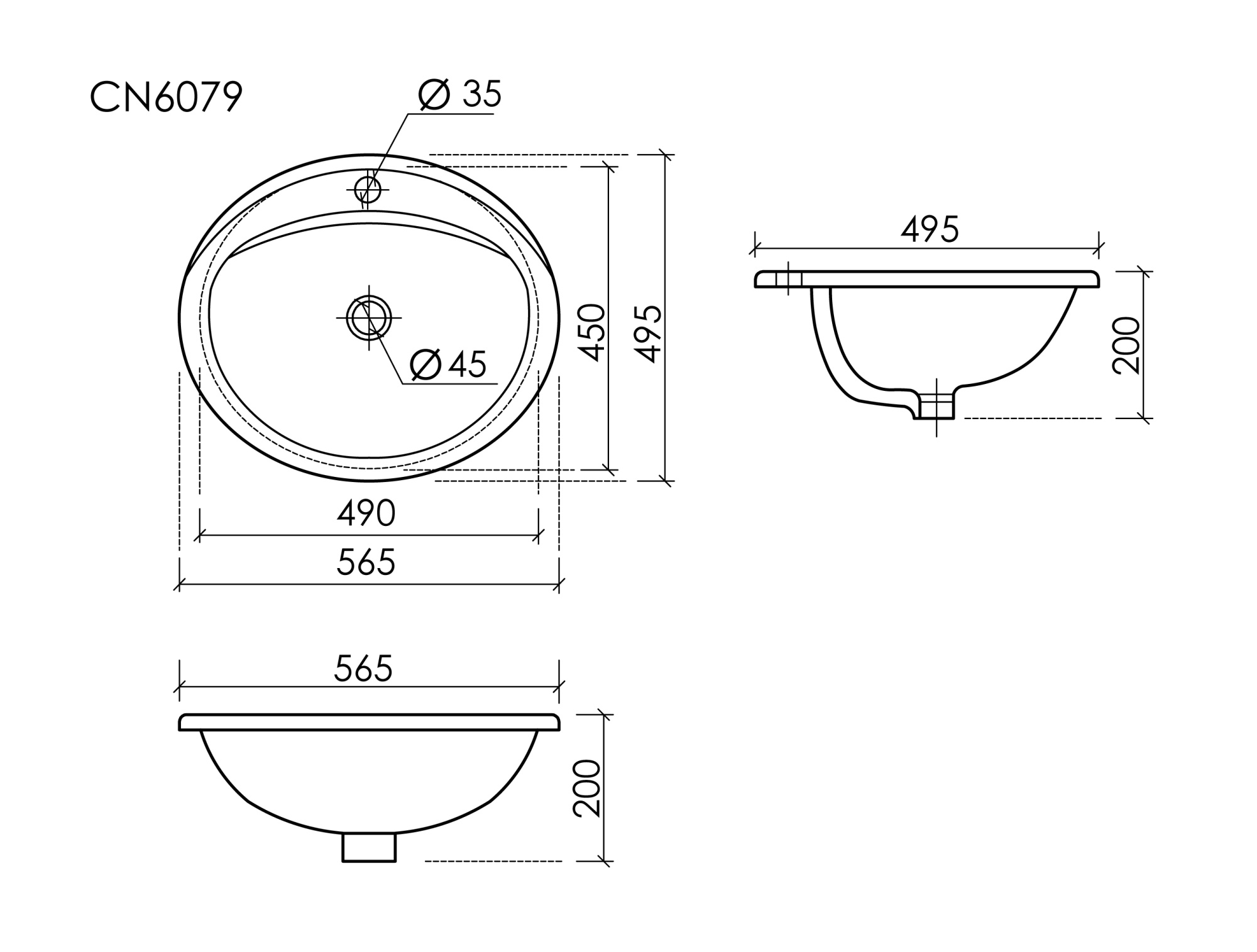 Раковина встраиваемая сверху овальная Ceramica Nova Sun CN6079 фарфор цвет белый
