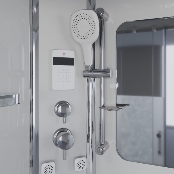 Душевая кабина с крышей Niagara Ultra NG-306-01 пятиугольная  90x90 стекла прозрачные с узором, профиль хром