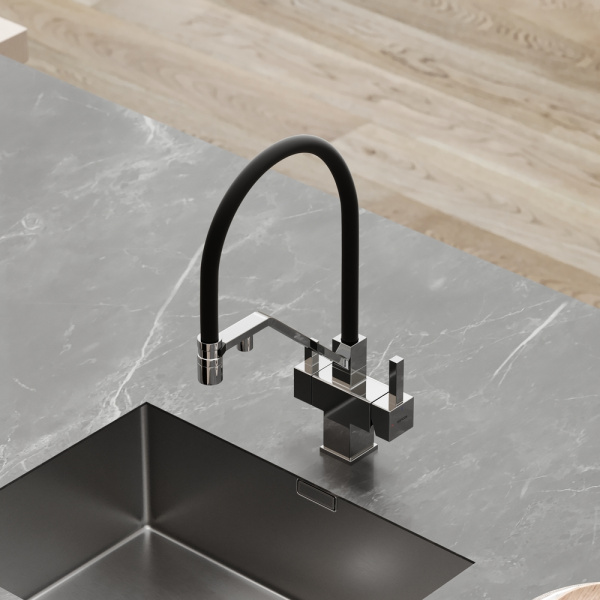 Смеситель для кухни Sancos Loro SC4007CH с подключением к фильтру хром/черный