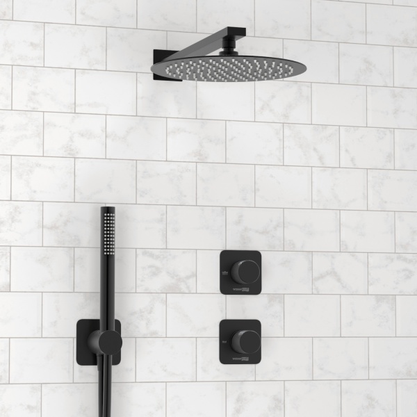 Душевая система со смесителем Wasserkraft Fulda 5200 A5251.299.219.258.302.242.217 монтаж встраиваемая в стену без термостата черный