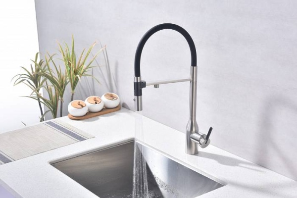 Смеситель для кухни Paulmark MAGNETO ONE Ma213188-BS с подключением к фильтру брашированная сталь