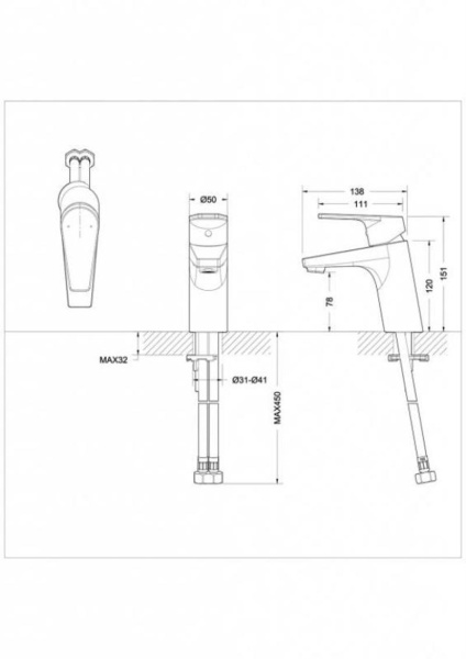 Смеситель для раковины Bravat Line F15299C-1 хром