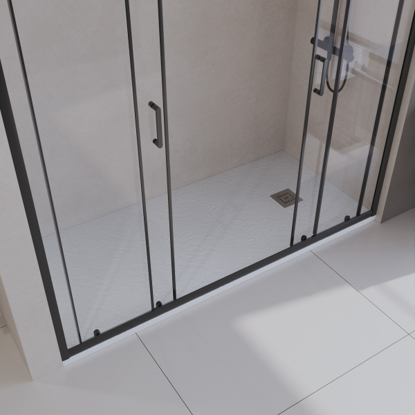 Душевой поддон низкий BelBagno Uno TRAY-MR-UNO-AH-170/80-35-W-CR прямоугольный литьевой мрамор 170x80 белый