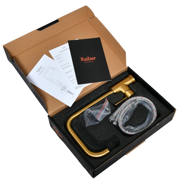 Смеситель для кухни Raiber Graceful RPG-013 без подключения к фильтру матовое золото