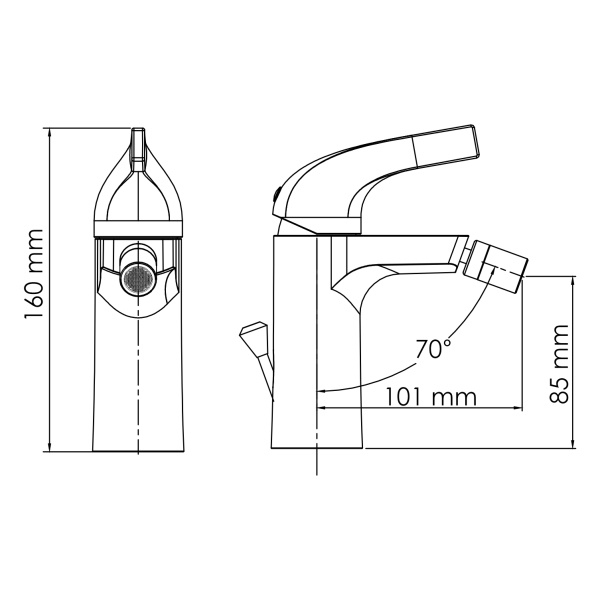 Смеситель для биде Wasserkraft Sauer 7106 латунь золото