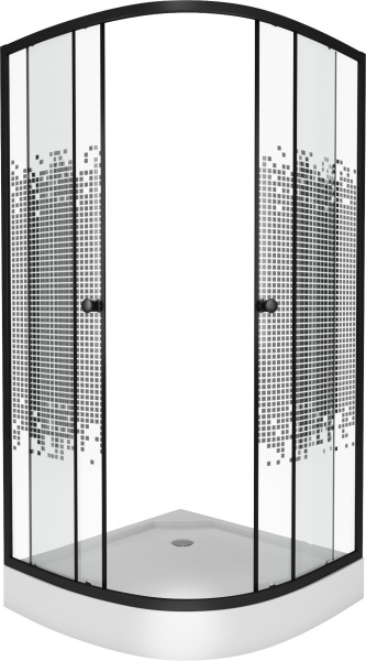 Душевой угол Niagara Eco NG-007-14BLACK 90x90 стекла прозрачные с узором, профиль черный