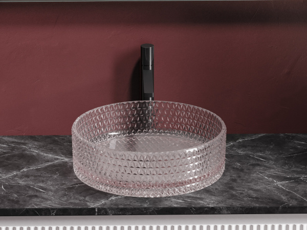 Раковина накладная круглая Ceramica Nova Cristal CN6061 стекло цвет розовый