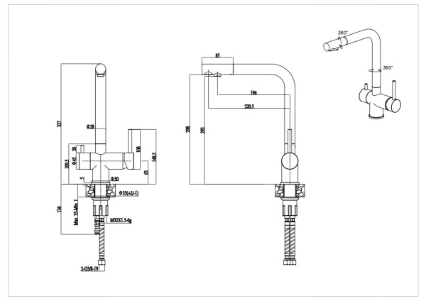 Смеситель для кухни Paulmark Skalen Sk213020-401 с подключением к фильтру антрацит