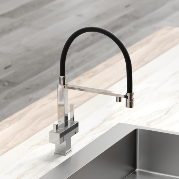 Смеситель для кухни Sancos Moro SC4006CH с подключением к фильтру хром/черный
