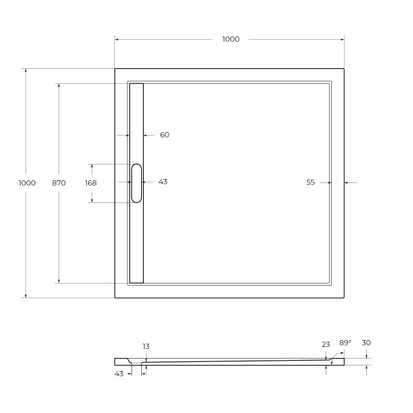 Душевой поддон низкий Cezares Tray TRAY-AS-A-100-30-NERO квадратный литьевой мрамор 100x100 черный матовый