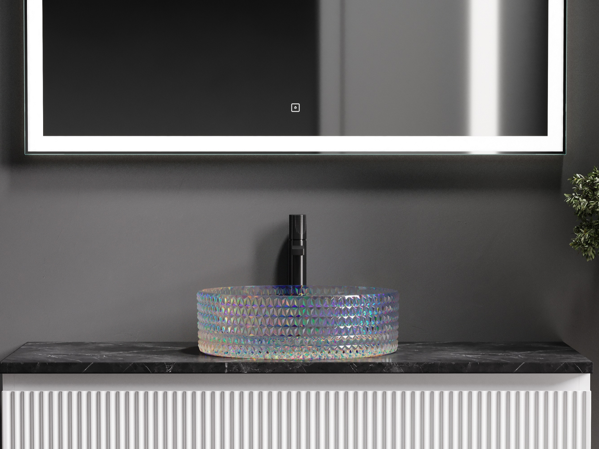 Раковина накладная круглая Ceramica Nova Cristal CN6059 стекло цвет голубой