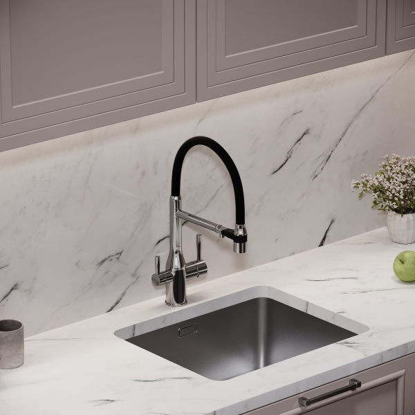 Смеситель для кухни Sancos Garda SC4009CH с подключением к фильтру хром/черный