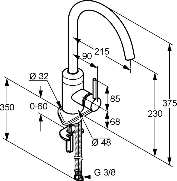 Смеситель для кухни Kludi Bozz 428030576 без подключения к фильтру хром