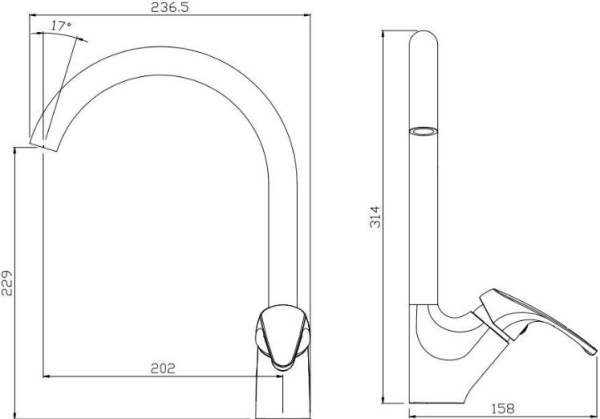 Смеситель для кухни Aquanet Practic AF100-41С без подключения к фильтру хром
