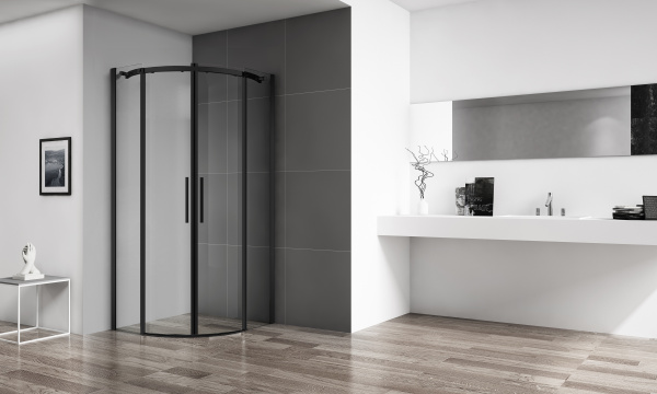 Душевой угол BelBagno Acqua ACQUA-R-2-90-C-NERO четверть круга 90x90 стекла прозрачные, профиль черный