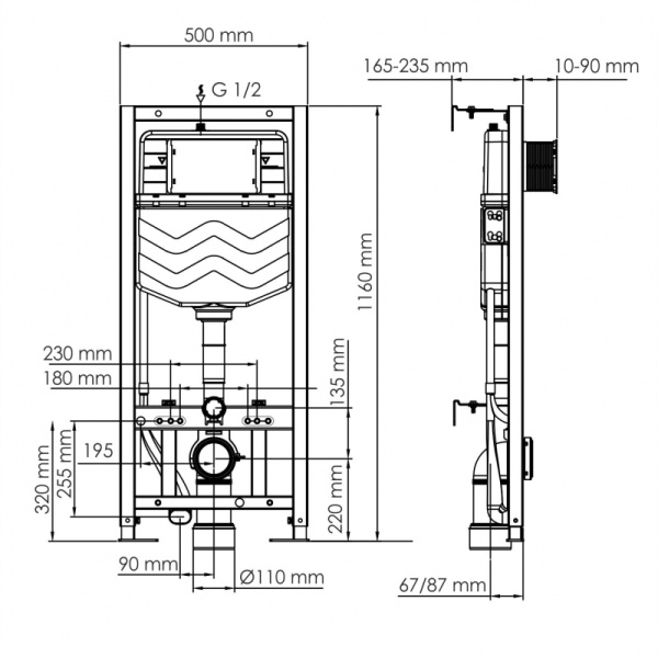 Инсталляция для подвесного унитаза Wasserkraft Aller 10TLT.010.ME.BN01 