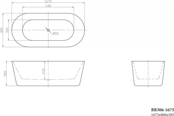 Акриловая ванна BelBagno  BB306-1675 167.5x80