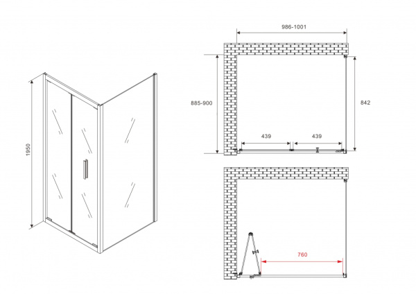 Душевой угол Abber Sonnenstrand AG07100-S90 прямоугольный 100x90 стекла прозрачные, профиль хром